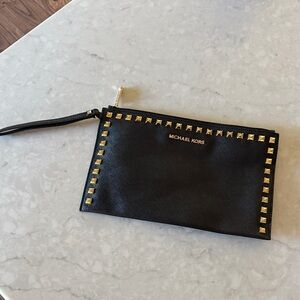 Michael Kors Black and Gold Studded Wristlet